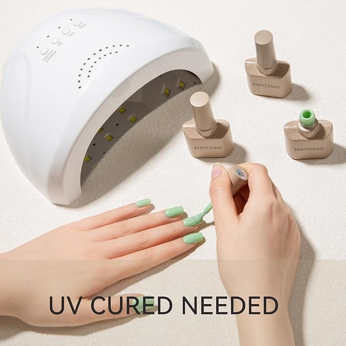 MAYCHAO 15ML Light Green Gel Nail Polish 1Pc Green Gel Polish Soak Off UV LED Nail Lamp Curing Needed for Nail Art Manicure Salon DIY at Home, 0.5 OZ