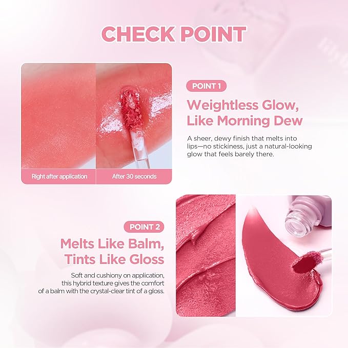 lilybyred Balming Dewy Tint | Korean Semi-Glow Lip Stain, Velvet to Soft Glow Texture, Sheer Buildable Color, Moisturizing & Lightweight, Natural Flush Look, Non-Sticky, 0.21 oz. (04 Romantic Berry)