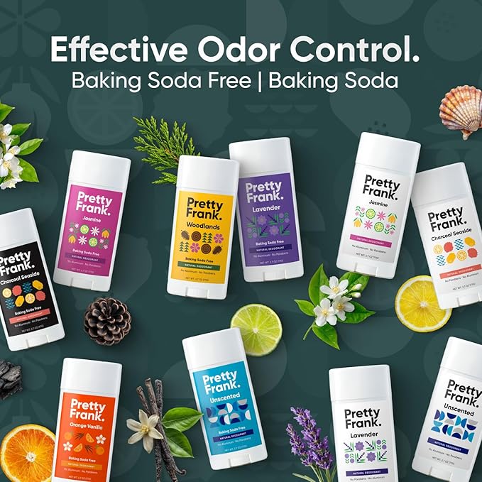 Pretty Frank Natural Aluminum-Free Deodorant Stick, Baking Soda-Free, Vanilla Peppermint (1-Pack) | Sensitive Skin Friendly, Effective Odor Control for Women & Men, Organic Ingredients