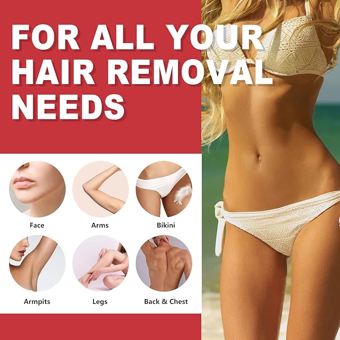 3lb Hard Wax Beads Bulk, Commercial Salon Quality Hypoallergenic Waxing Bead, Unscented Sensitive Skin Stripless Wax Pellets, Coarse & Fine Hair Removal Refill for Body, Bikini Line, Underarm, Legs