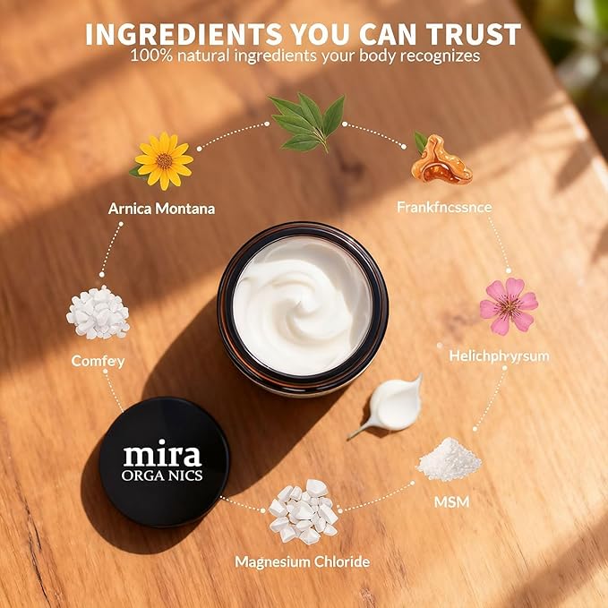 Mira Pain Relief Lotion, Professional Skin Treatment Cream, Mira Organics Cream, Joint Relief, Moisturizating Skin, Fast Absorbing, Natural Formula Suitable for All Skin Types (1 Bottle)