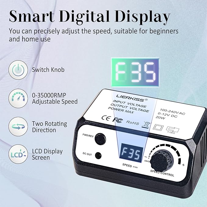 Nail Drill 35000RPM Electric Nail File Professional Dril Nails with 100pcs Sanding Bands and Nail Drill Bits for Acrylic, Gel Nail Manicure & Pedicure