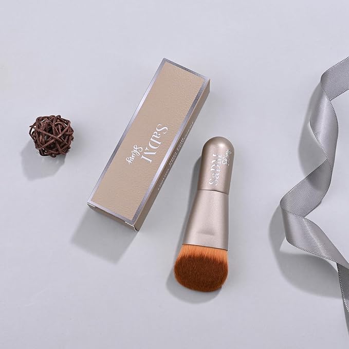 Kabuki Makeup Brush - Angled Blender Brush for Powder, Cream, Liquid Foundation, Sunscreen, Blush Blending & Bronzer - Professional Make Up Brush - Full Face Makeup Brush - Vegan & Cruelty Free