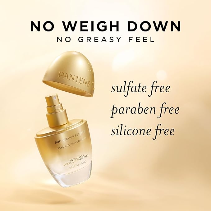 Pantene Pro-Vitamin Essence, Daily Repair Mist, Weightless Leave-On Treatment Strengthens & Rebuilds Damaged Hair, Reduces Breakage, 2.5 Fl Oz