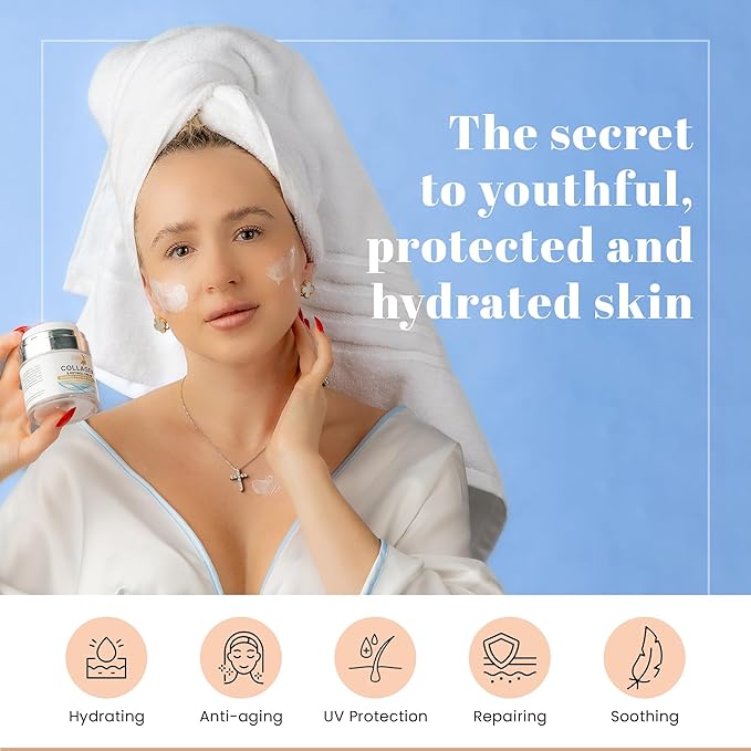 Face Moisturizer with SPF | Sunscreen for Face | Collagen, Retinol, Hyaluronic Acid Cream | Age-Defying, Lift & Firm Cream | Lotion for Women | Collagen Peptides | Anti-Aging Moisturizer | 1.7oz