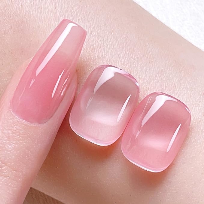 Born Pretty Jelly Pink Gel Nail Polish Milky Sheer Translucent Neutral Pink Gel Polish Hema-Free Soak Off Nail Art Gel 0.5 Fl Oz