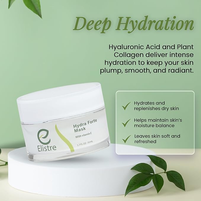 Elistre Hydra Forte Hydrating Face Mask with Ferulic acid, Vitamin E & C, For All Skin types