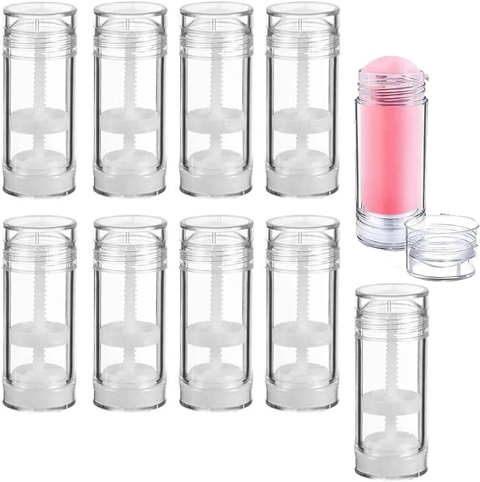 10 Pcs 30ml/1oz Empty Deodorant Containers Bottom Filling Stick Plastic Deodorant Container Twist up Refillable Deodorant Bottles Empty Lip Balm Tube for Homemade DIY Lipstick Crayon Chapstick