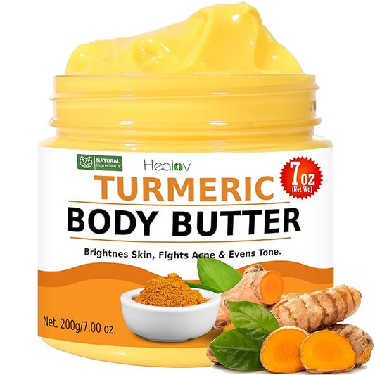 Turmeric Face Cream – All Natural Skin Brightening Lotion – Turmeric Whipped Body Butter for Dark Spots, Hyperpigmentation – Turmeric Skincare Cleanses, Fights Acne, Evens Tone, Scars, Sun Damage