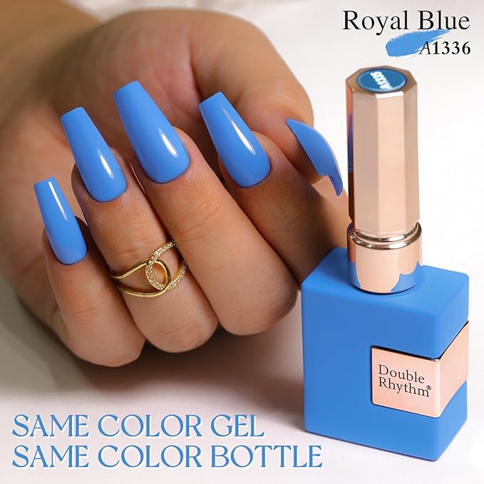 Double Rhythm 15ML Gel Nail Polish Pure Sheer Same Color Same Bottle Soak Off Gel Polish Art Manicure Salon DIY at Home for Women (Blue-A1336)