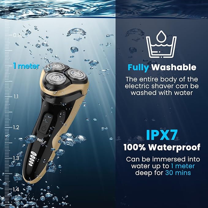 SweetLF Electric Razor for Men with Pop-Up Trimmer, IPX7 Waterproof Electric Shaver, Rechargeable Cordless Shavers for Men, Type-C, 120Mins Runtime, Plug & Play