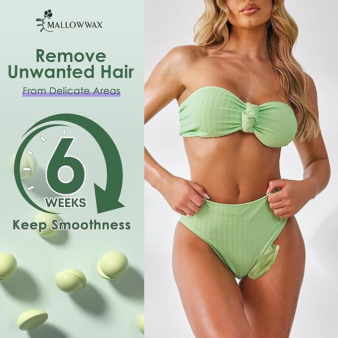 Hard Wax Beads - Wax for Sensitive Skin Hair Removal - Tea Tree Wax Beads for Face, Underarms, Bikini, Legs