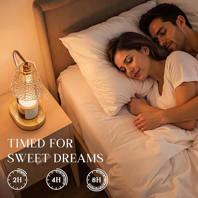 Candle Warmer Lamp with Timer Dimmable, Height Adjustable Wax Melt Warmer for Home Decor & New Home Bedroom, Vintage Candle Lamp for Scented Wax Jar Candles with 2 Bulbs,Birthday Gift for Women & Moms