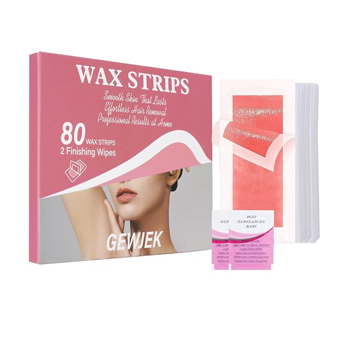80PCS Wax Strips for Hair Removal, Waxing Kit for Women, Eyebrow Wax Strips & Facial Hair Removal, Sensitive Skin Friendly, Multi-Use on Face, Legs, Bikini Area, Long-Lasting Smoothness