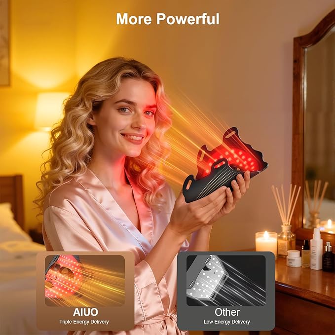 Red Light Therapy for Face, Led Face Mask Light Therapy with Rechargeable Remote, LED Face Mask Light Therapy at Home, Comfortable Red Light Therapy Mask