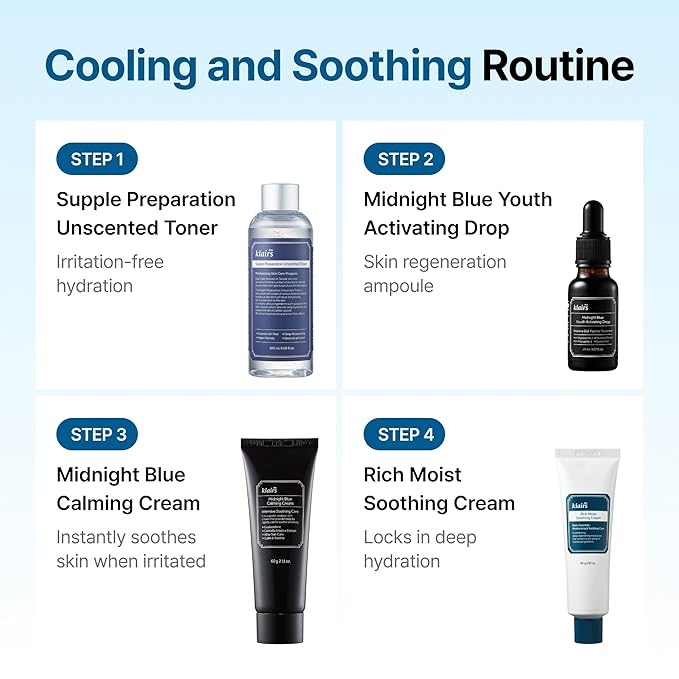 DearKlairs Midnight Blue Calming Cream – Soothing Face Moisturizer for Oily & Sensitive Skin, Redness Relief & Hydrating, Lightweight Texture, 2.11 Oz