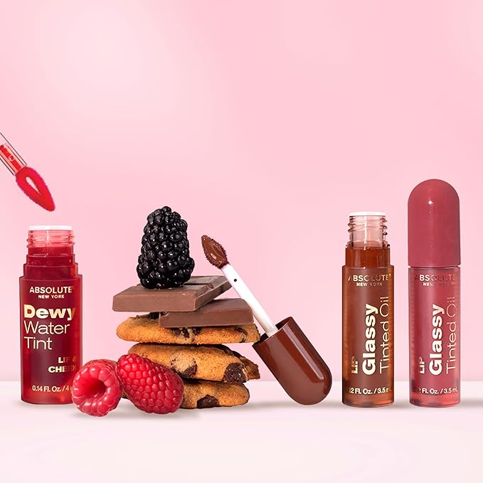 Absolute New York Dewy Water Lip and Cheek Tint, Glassy Tinted Lip Oil, with Vitamin E, Squalane and Jojoba Seed Oil (MLTN02 Coral Pop)