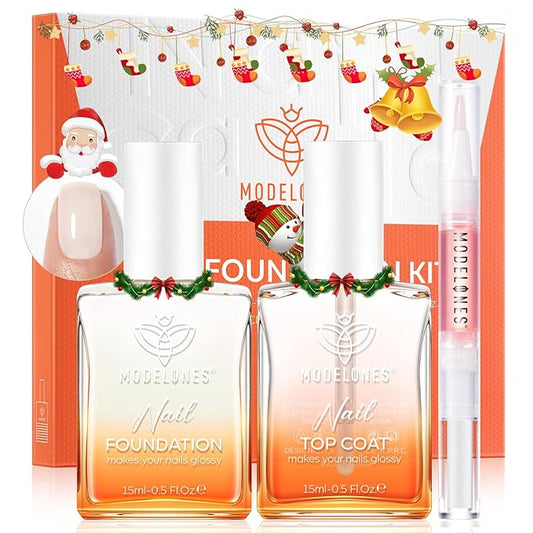 modelones Nail Strengthener Clear Gel Top Coat Nail Polish Cuticle Oil Pen Milky White Nail Repair for Damaged Nails Care Kit for Women 15 ml Ridge Filler for Growth