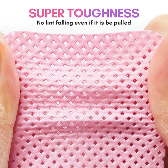 Makartt Lint Free Nail Wipes: Nail Polish Remover Pads 1000PCS Eyelash Extension Glue Wipes, Super Absorbent Soft Gel Nails Wipes Dry Wipes for Nail Prep and Gel Polish Remover, Pink