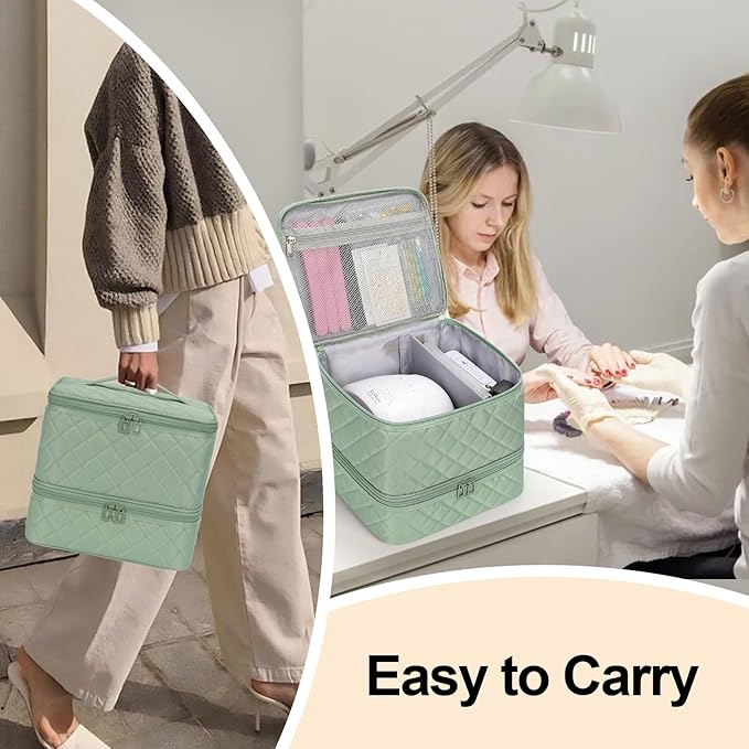 Ethereal Nail Polish Organizer Case Holds 30+ Bottles (15ml/0.5 fl.oz) Nail Lamp, Gel Polish Travel Case Bag for Nail Suppiles, Gift for Manicurist, Girls