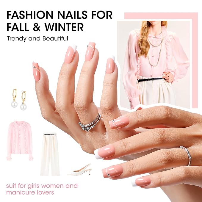 GELLEN Nail Polish Set, French Tip Manicure Nude White Regular Nail Polish Quick Air Dry Bright 12 Colors Set for Women Fingernail Toe Nails Salon Home, Non UV Gel, Hema Free, Non-toxic, Long Lasting