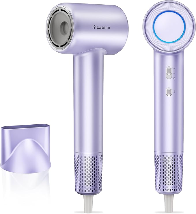 Hair Dryer, High-Speed Ionic Low Noise Blow Dryer with Brushless Motor for Fast Drying, Thermo-Control Quiet Compact Hair Blow Dryer, Hairdryer with 1 Nozzle Attachments for Home Salon Travel