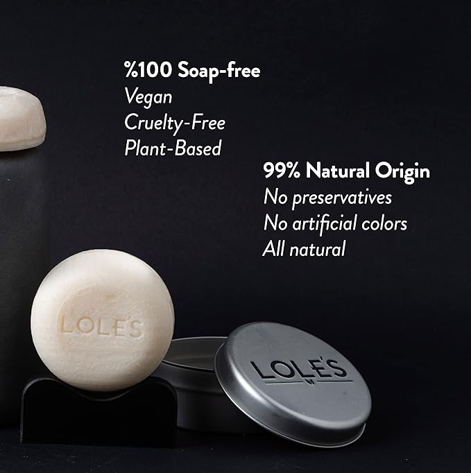 LOLE'S Shampoo Bar and Conditioner, 2in1 Men's Care for Cleaning Hair, Body and Beard, Coconut Scent, 99% Natural Origin, Sustainably Sourced, 3.5Oz