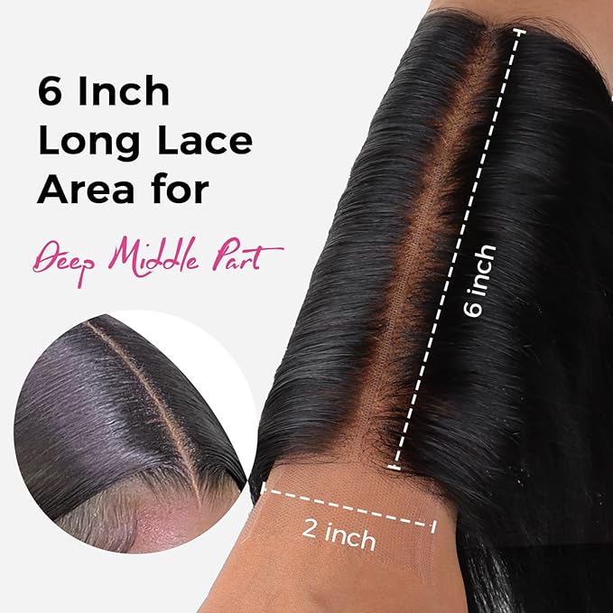 Lashey 2x6 SKINLIKE HD Lace Closure Human Hair Body Wave, 0.10mm Ultra-Thin Invisible Real HD Lace, Pre-Bleached Knots and Pre-Plucked Hairline 20 Inch Natural Black