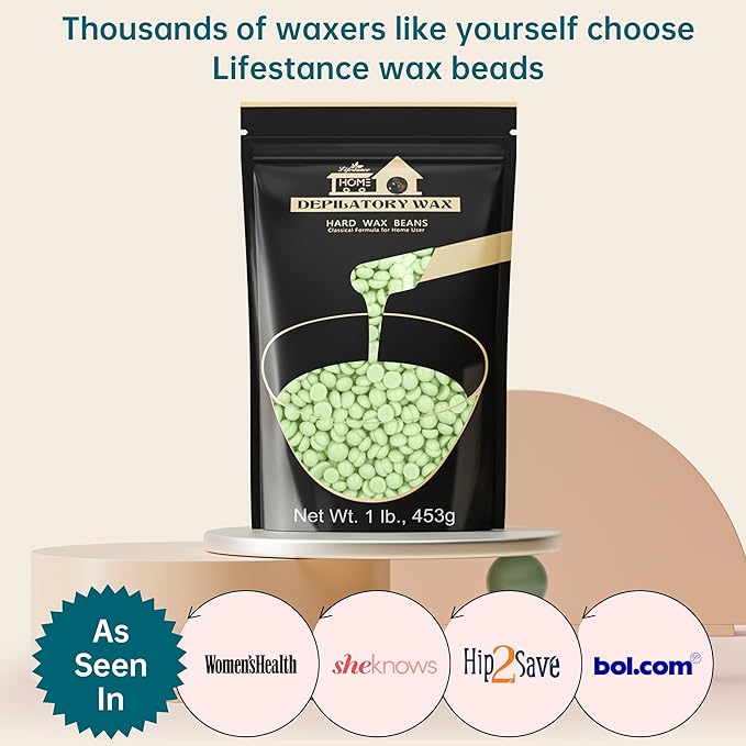 Lifestance Tea Tree Waxing Beads, 1LB Coarse Hair Removal Wax Beans for Face, Eyebrow, Brazilian Bikini, Sensitive Skin at Home for Women and Men