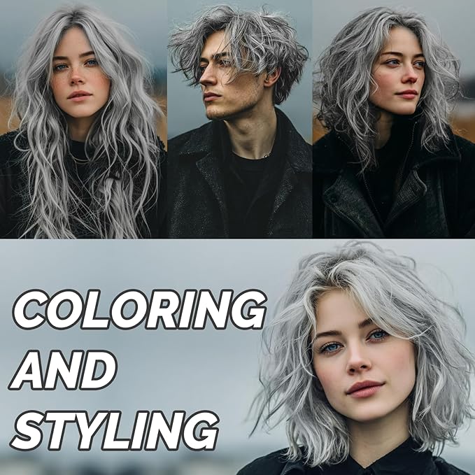 Sliver Gray Temporary Hair Color Wax -SOVONCARE Washable Hair Dye for Men & Women, All-Day Hold Disposable Hair Styling Clays for Party, Cosplay & Daily 4.23 oz