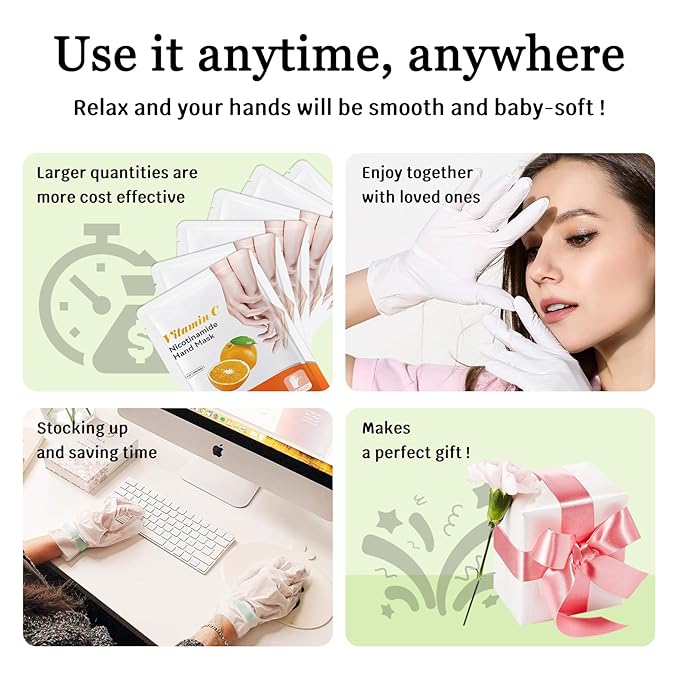 Pairs of 6 Hand Masks Moisturizing Glove,Deep Hydrating Hand Mask Gloves for Dry Hands,Non-Greasy Hand Moisturizer Gloves to Make Hands Soft and Smooth,Spa Set,Hand Care Gifts for Women Set4