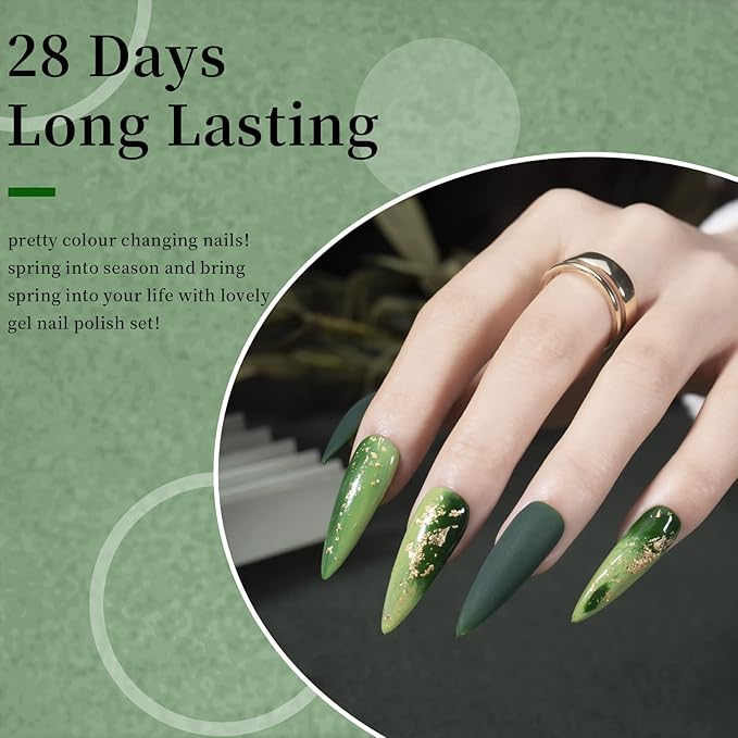 MAYCHAO 15ML Green Gel Nail Polish 1Pc Forest Green Gel Polish Soak Off UV LED Nail Varnish Nail Art Starter Manicure Salon DIY at Home, 0.5 OZ