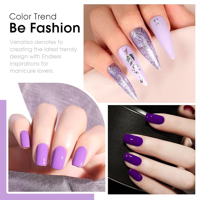 Venalisa Purple Gel Nail Polish Set - 6 Colors, Soak Off UV Gel, Salon Nail Art DIY at Home Manicure