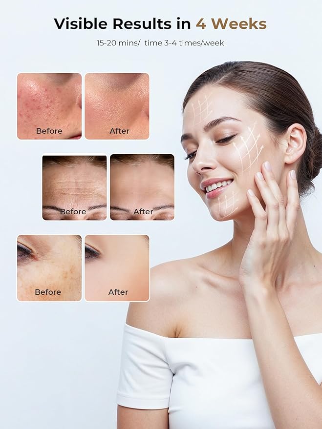 LED Light Therapy mask (E106A) for Face, LED Light Therapy Mask with Adjustable Brightness and Timer, Soft Silicone Red Light Therapy Mask for Home & Travel