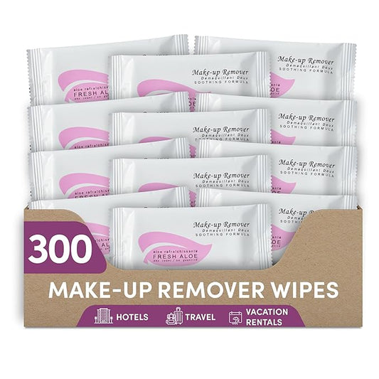 Fresh Aloe Makeup Remover Wipe for Hotel, AirBnB, VRBO, Vacation Rental (Case of 300)
