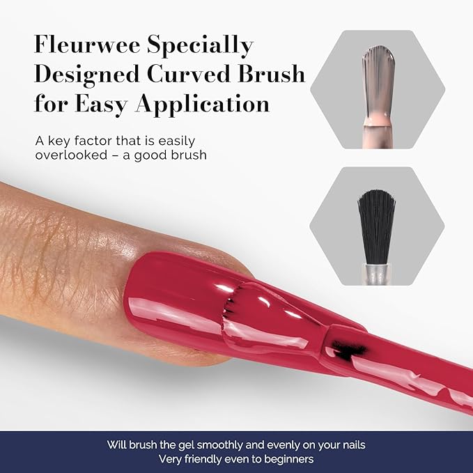 MelodySusie Fleurwee Plant Based Gel Nail Polish, 2 Pcs Hema Free Gel Polish, Light Pink and Raspberry Red Nail Polish 21 Non Toxic Long Lasting Nail Art Salon DIY Manicure at Home Gift for Women