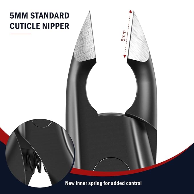 FVION Cuticle Trimmer – Professional Cuticle Nippers, Rubber Coated Handle Manicure Tools – Stainless Steel Cuticle Cutter for Nails (5mm), Dark