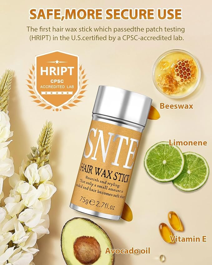 Hair Wax Stick, 3PCS-Wax Stick For Hair Slick Stick, Slick Back Stick Hair Stick Wax Edge Frizz No-white Chips & No-Residue & No-Greasy & Easy to Absorb 2.7 Oz