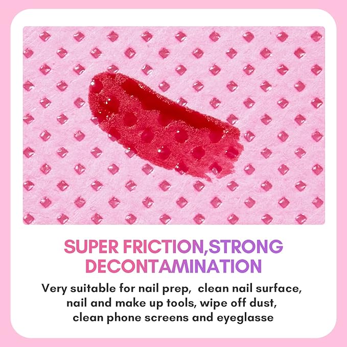 Makartt Lint Free Nail Wipes: Nail Polish Remover Pads 1000PCS Eyelash Extension Glue Wipes, Super Absorbent Soft Gel Nails Wipes Dry Wipes for Nail Prep and Gel Polish Remover, Pink