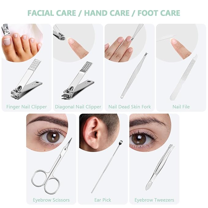 60 Sets Travel Manicure Set Professional Nail Set 7 in 1 Stainless Steel Manicure Kit Grooming Kits Nail Care Tools with Care Tools Beauty Scissors Tweezers Gifts for Christmas(Bright Color)