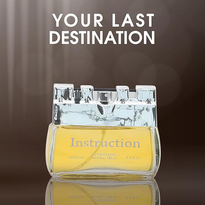 Instruction Sensual Woody Fragrance for Men | Long Lasting Cologne Aromatic Scent, Eau de Parfum Natural Spray - Great Holiday Gift, 3.4 Fl Oz/100 Ml