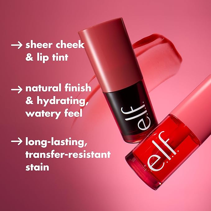 e.l.f. Sheer For It Blush Tint, Multi-Use, Long-Lasting Lip & Cheek Makeup, Creates A Natural Flush Finish, Vegan & Cruelty-Free, Orange Crush