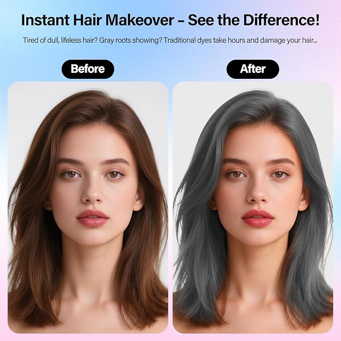 One-Day Hair Color Spray For Kids Women Men, Temporary Hair Dye Washable Hair Wax Color Non-Sticky For Cosplay Party DIY, Christmas Party, Halloween Crazy Hair Day (Silver, 4.06 oz)