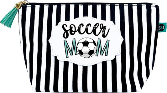Brooke & Jess Designs Sports Mom Soccer Pouch Gifts for Women Striped Makeup Bags Cosmetic Bag Travel Toiletry Makeup Pouch Pencil Bag with Zipper Best Birthday Just Because Mother Gifts