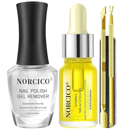Gel Polish Remover (15ml), Cuticle Oil (10ml) & Essential Tools, Fast-Acting, Low Odor Gel Remover for Nails in 2-5 Minutes, Gentle Nourishing Treatment for Healthy Nails – Salon-Pro Home Manicure Kit
