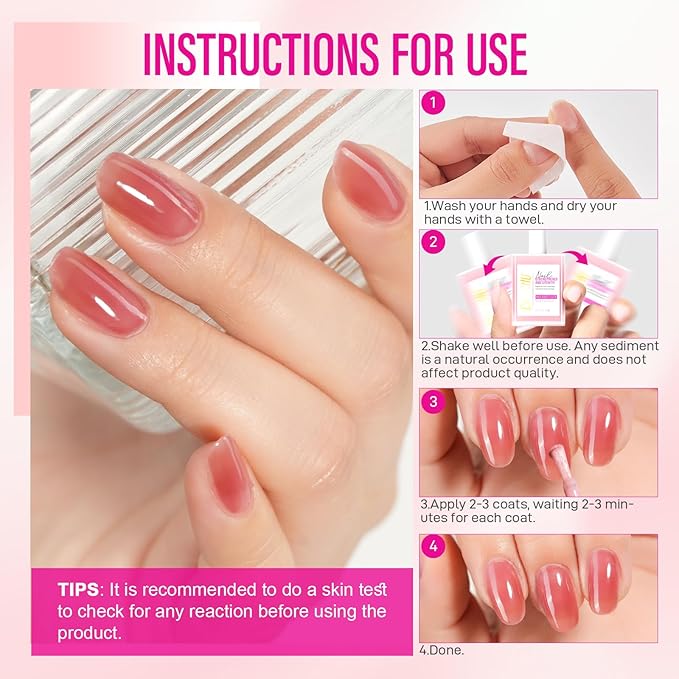 Nail Strengthener for Women: 8 in 1 Natural Nail Hardener Extra Strong and Growth - Coral Red Nail Polish Hardener Ridge Filler Concealer for Weak and Damaged Nails 15ml