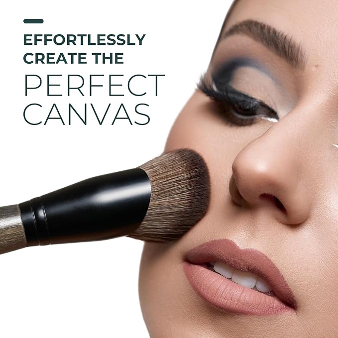 Rose and Ben Beauty C42 Professional Foundation Brush | Multi-Use Angled Makeup Brush for Buffing, Blending & Building | Creates a Seamless Finish and is Cruelty Free