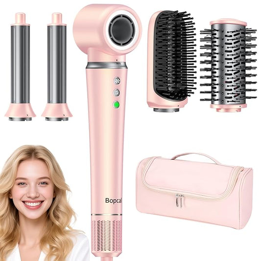 5 in 1 Hot Air Styler Wrap with Travel Bag- Professional High-Speed Hair Dryer Brush with Auto Wrap Curlers, 300 Million ions Frizz-Free and Fast Drying for Multiple Style, No Heat Damage, Gift Idea