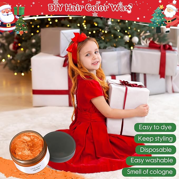 Temporary Hair Color Chalk for Kids, Hair Wax Color for 4 5 6 7 8 9 Year Old Girl Gifts, Hair Color Dye for Birthday, Party, Cosplay DIY, Halloween, Christmas(6, Gray Purple Red Blue Green Orange)