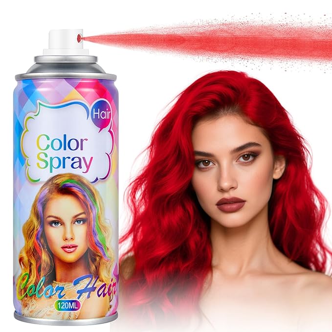 Acomler Red Hair Spray Temporary Hair Color Spray for Kids Women Men, One-Day Use Hair Color Wax, Natural Washable Temporary Hair Dye for Cosplay,Christmas Party, Halloween,Crazy Hair Day(Red, 4.06oz)